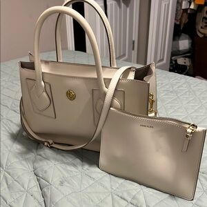 Anne Klein Cream Handbag and Pouch Set